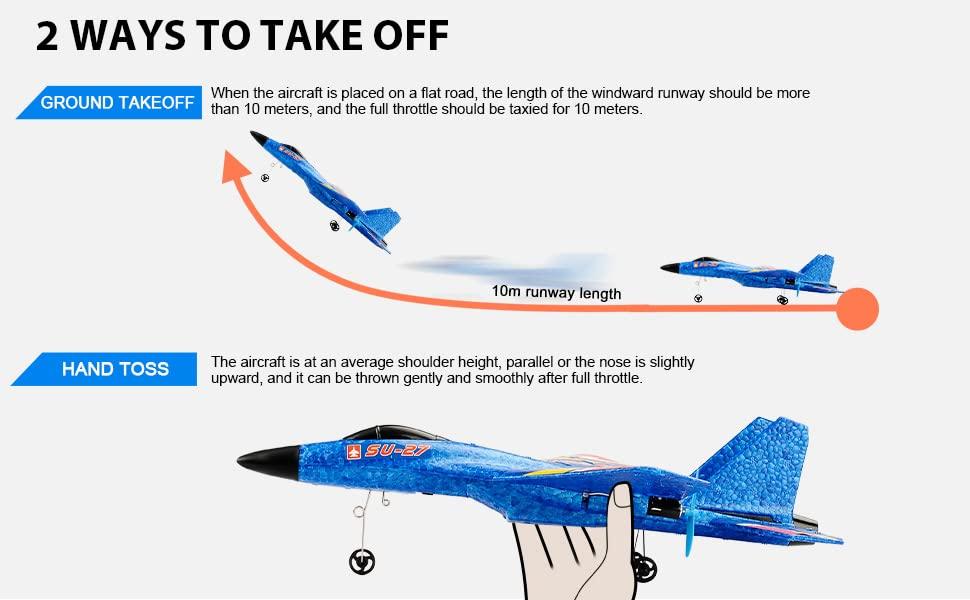 RoofWorld RoofWorld SU-27 RC Plane Remote Control Airplane Blue and Yellow RC Jets Aircraft for Beginners Adults