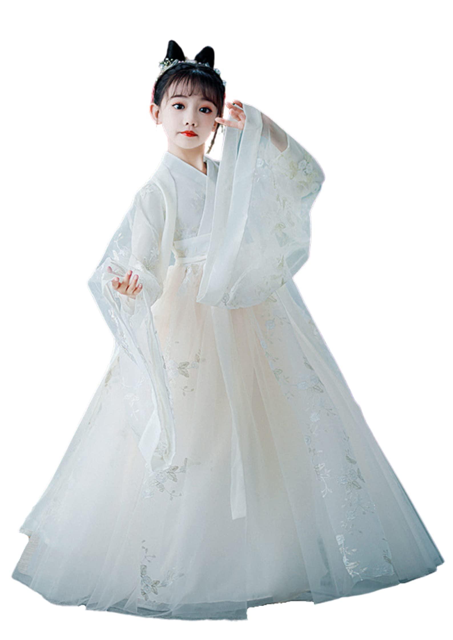 AINIFU Girl\'s Fairy Hanfu Dresses Traditional Tang Suits Guzheng Dresses Ancient Performance Costume