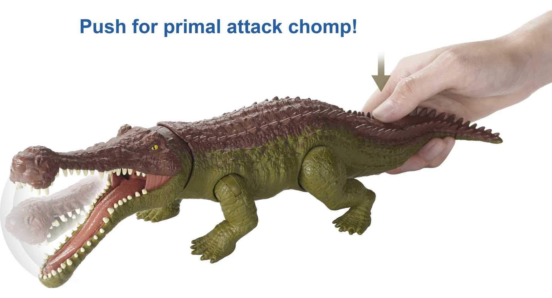 Jurassic World Toys Mattel Jurassic World Massive Biters Sarcosuchus Dinosaur Action Figure Toy, Posable Large Species, Strike & Chomp Motion
