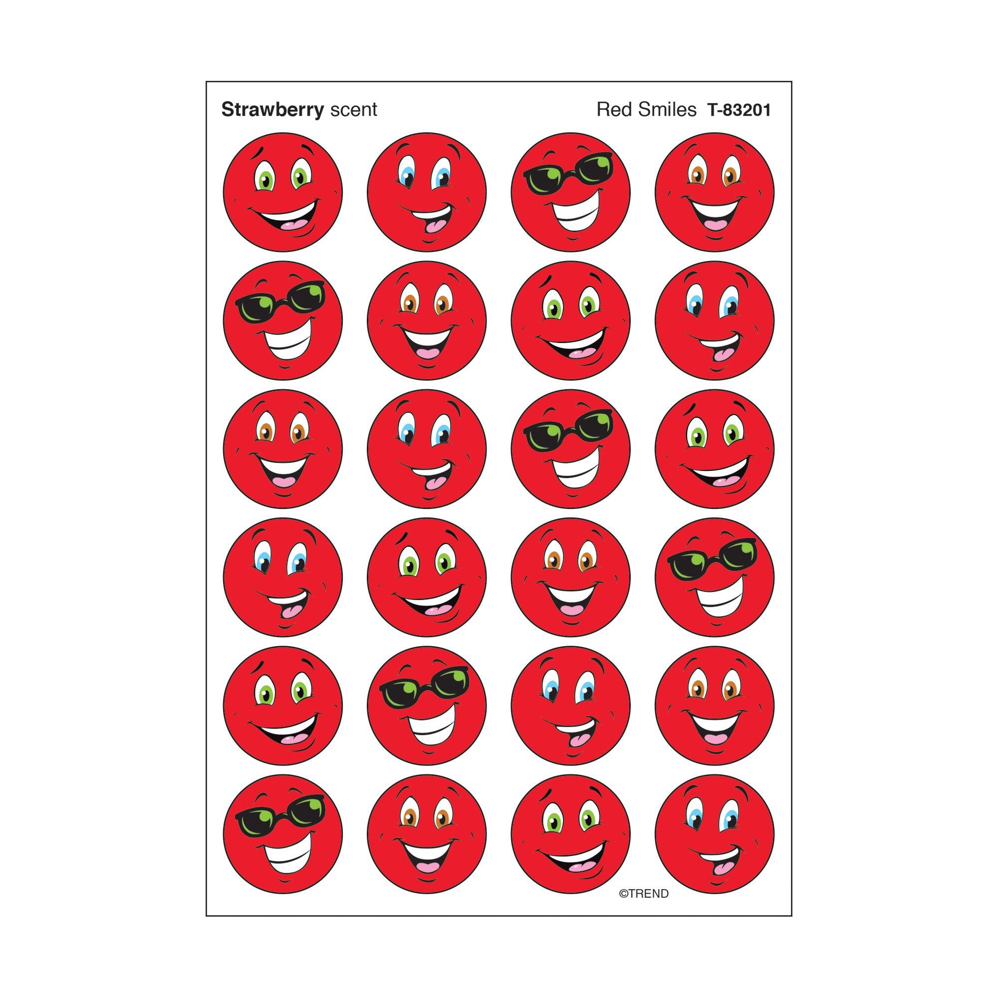 Trend Enterprises Red Smiles, Strawberry scent Scratch \'n Sniff Stinky Stickers Small