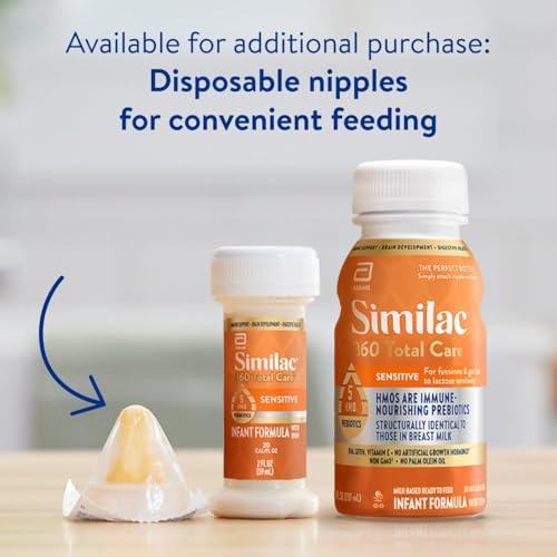 Similac Similac 360 Total Care Sensitive Infant Formula for Fussiness & Gas Due to Lactose Sensitivity, Has 5 HMO Prebiotics, Non-GMO, Baby Formula, Ready to Feed, 2-fl-oz Bottle, Pack of 12