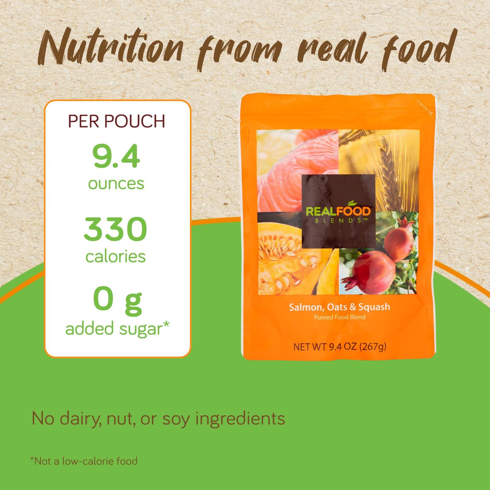 REAL FOOD BLENDS Real Food Blends Variety Pack - Pureed Food Meals for Tube Feeding with Protein, Vegetables & Fruits - 320340 Calories Per Pouch for Lunch & Dinner - 9.4 oz (Pack of 12)