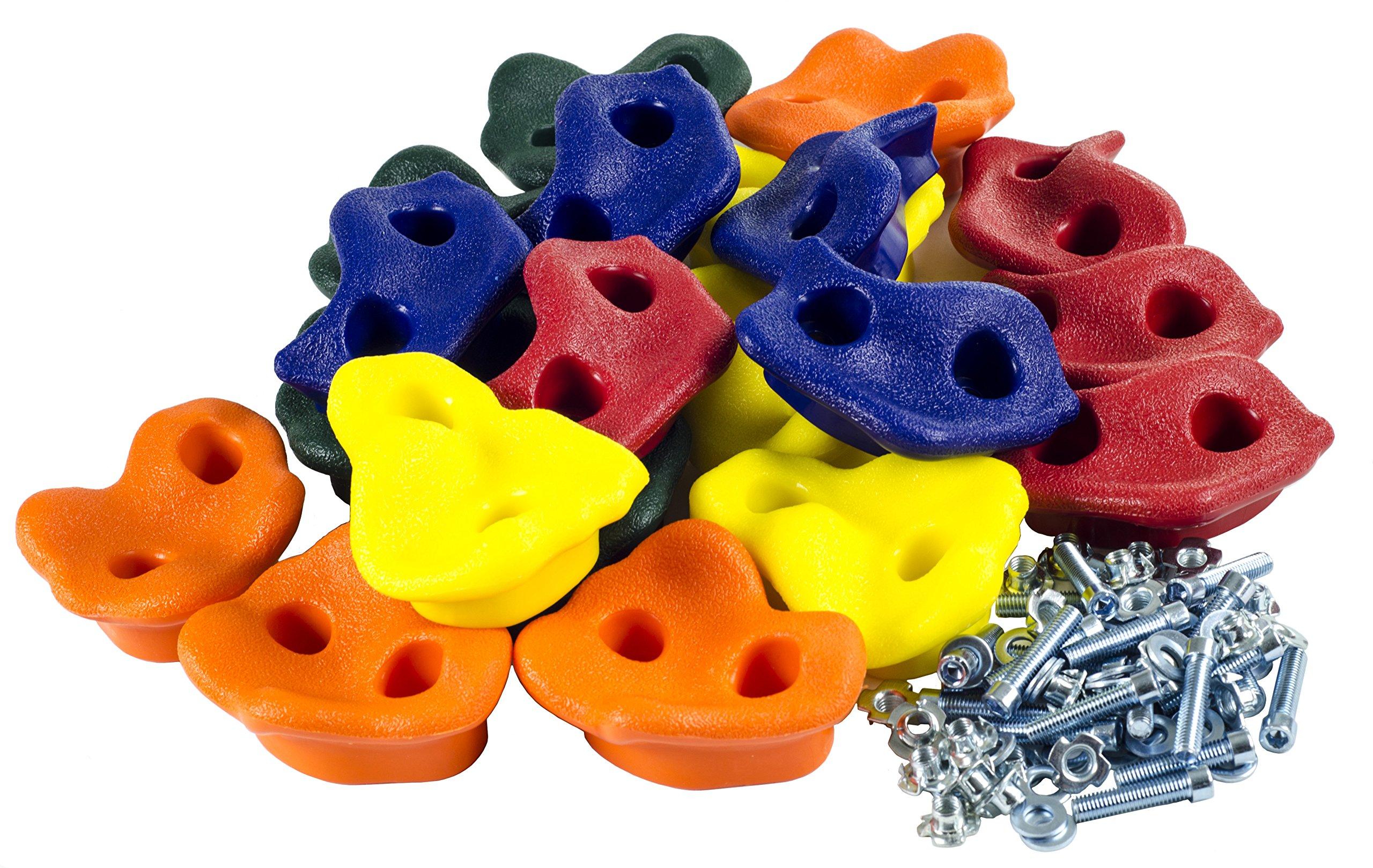Squirrel Products Squirrel Products 20 Extra Large Deluxe Rock Climbing Holds with Mounting Hardware - DIY Rock Wall Comes with Mounting Hardware - Ages 3+