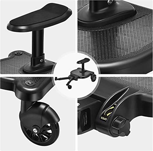 Leefngsun Universal Stroller Board Buggy Board with Detachable Seat, Stroller Glider Board Suitable for Most Brands of Strollers, Stroller Standing Board, Holds Children Up to 55lbs (Black)