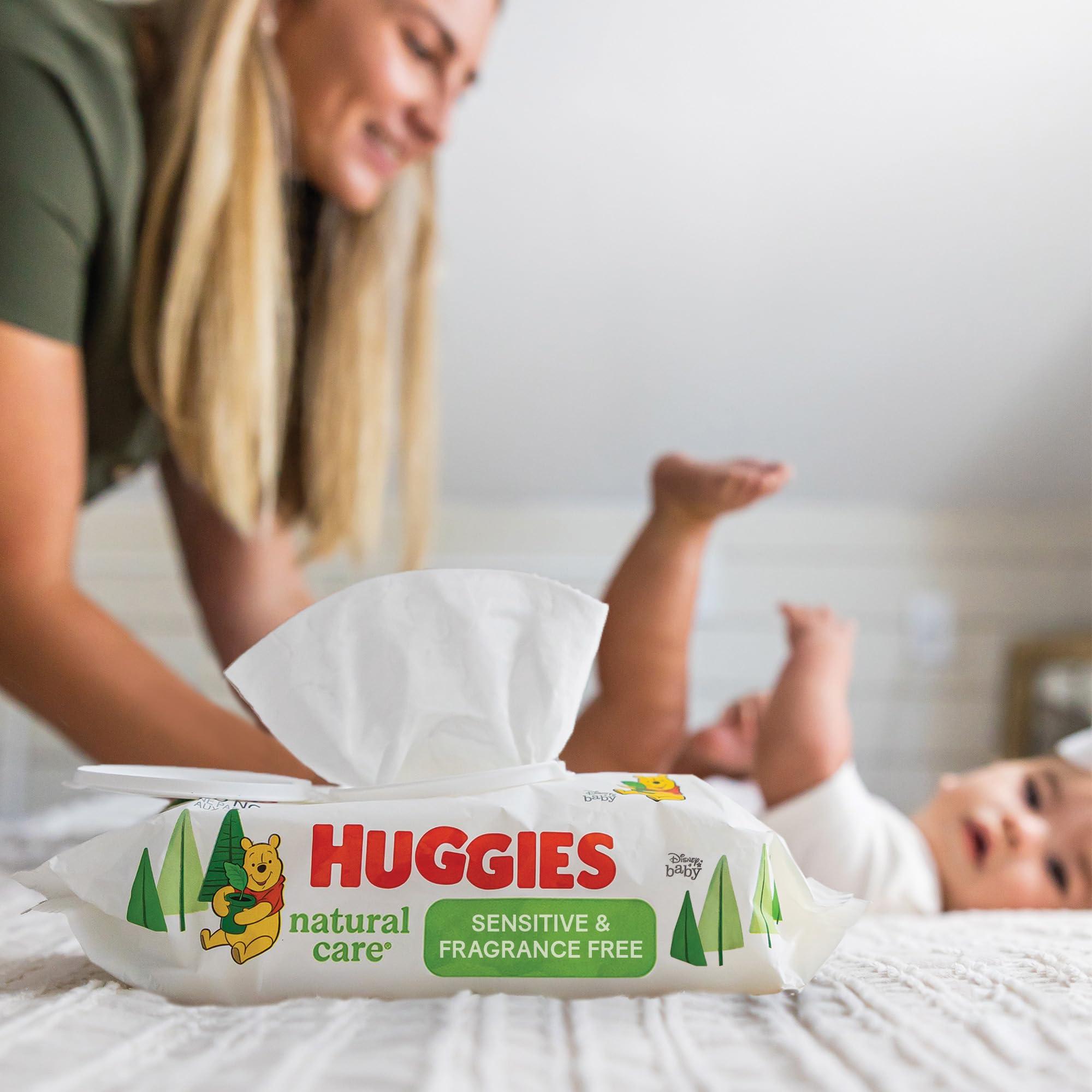 HUGGIES Huggies Natural Care Sensitive Baby Wipes, Unscented, Hypoallergenic, 6 Flip-Top Packs (288 Wipes Total)