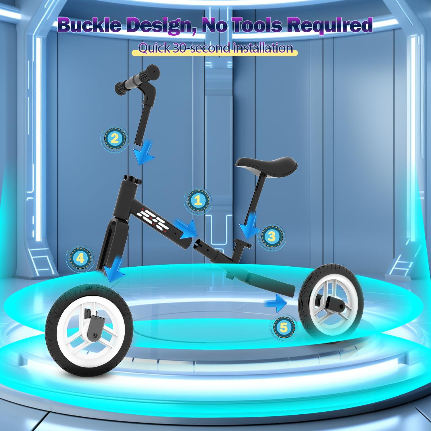 WETIFY WETIFY Colorful Lighting Balance Bike 2 Year Old, 2-5 Year Old Toddler Balance Bike, Adjustable Handlebar & Seat, 2-5 Year Old Boy Gifts Toys