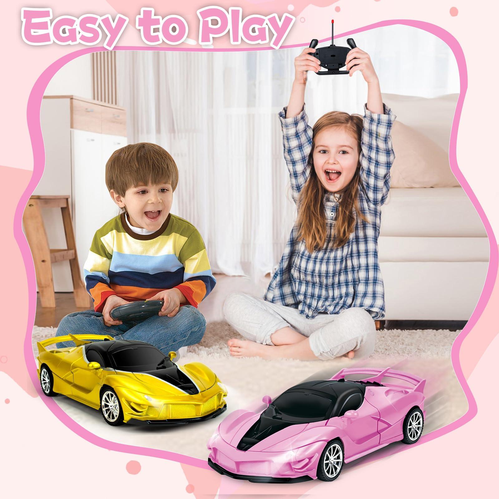YongnKids Remote Control Car for Girls Kids, Pink RC Cars for Girls, RC Racing Toy with Lights,Hobby RC Cars Electric Power On Road Vehicle Toy Christmas Birthday Gift for Kids Boys Girls Age 3+