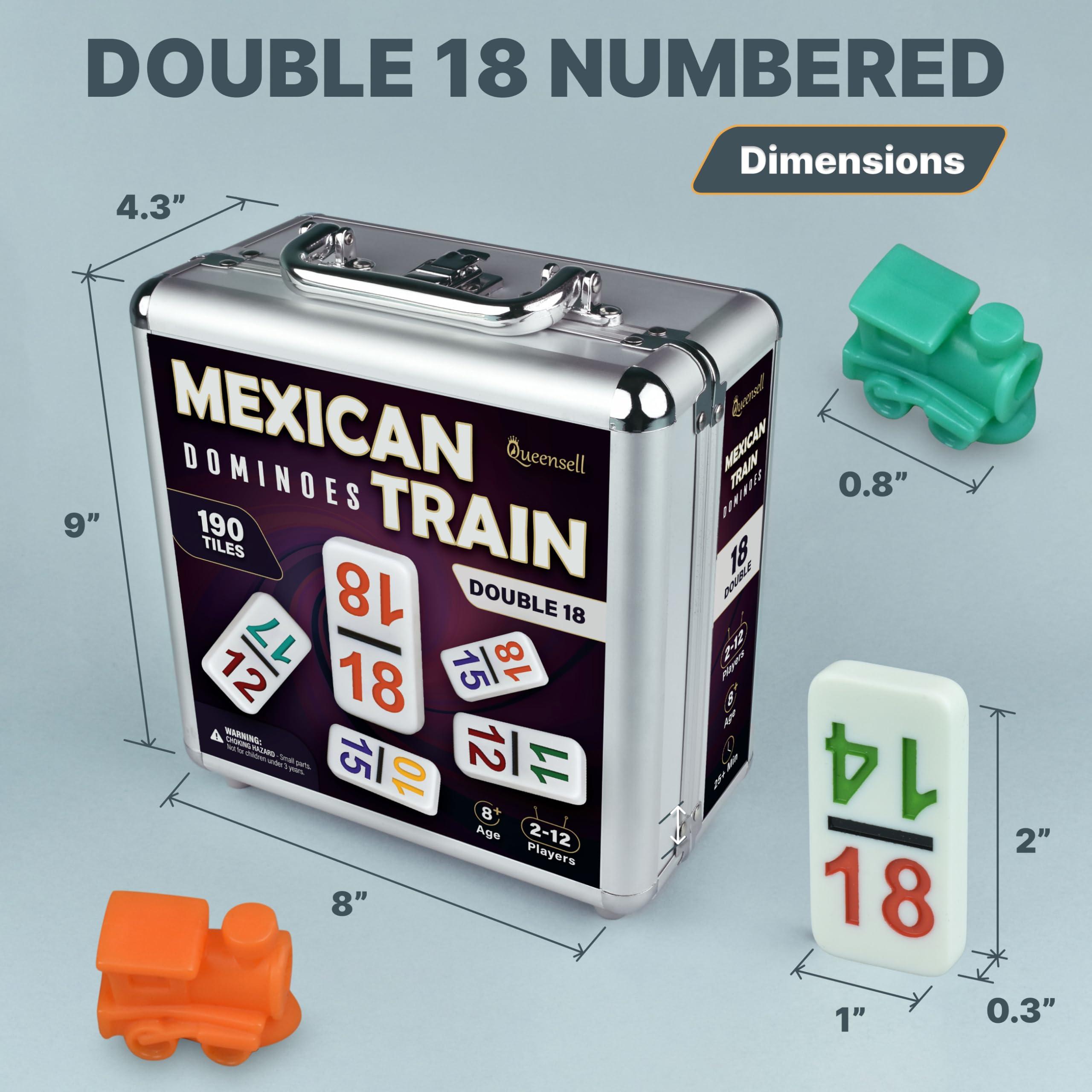 Queensell Play Money Suitable for Monopoly Board Game 480 pcs of 60 Each Bill Denomination + Mexican Train Dominoes Set with Numbers - Double 18 Dominos Set for Adults and Kids
