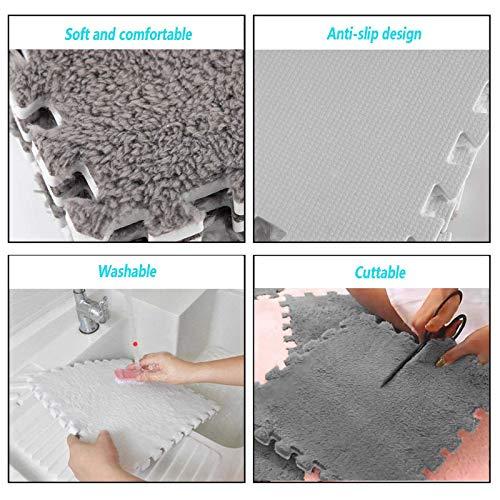 KXMYT KXMYT EVA Foam Play Mat, Interlocking Puzzle Plush Floor Tiles with Edges, Softer Baby Non Toxic Non-Slip Activity Carpet, Thick 0.6CM, for Children's Play Area/Living Room/Bedroom/Gym,White+Blue