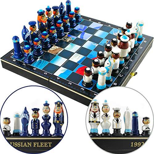 AEVVV Army Chess Set Navy - Russian Army Navy Chess Board and Hand Painted Pieces