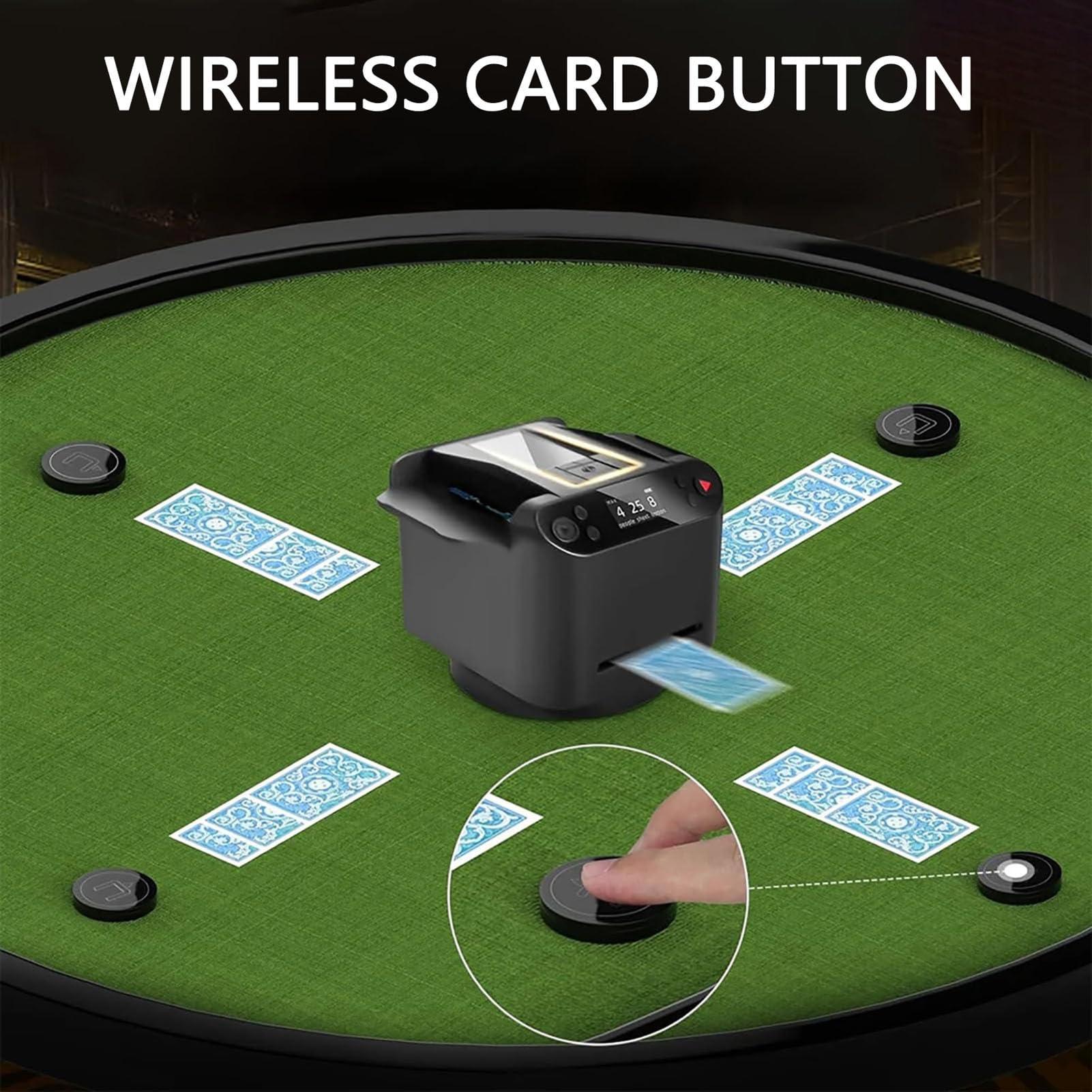 MXHACD MXHACD 2 in 1 Card Dealer & Shuffler,Automatic Card Shuffler and Dealer,360 Rotating Card Dealing Machine with 4 Wireless Dealer Buttons,for UNO, Blackjack, Texas Hold\'em(Color:Black)