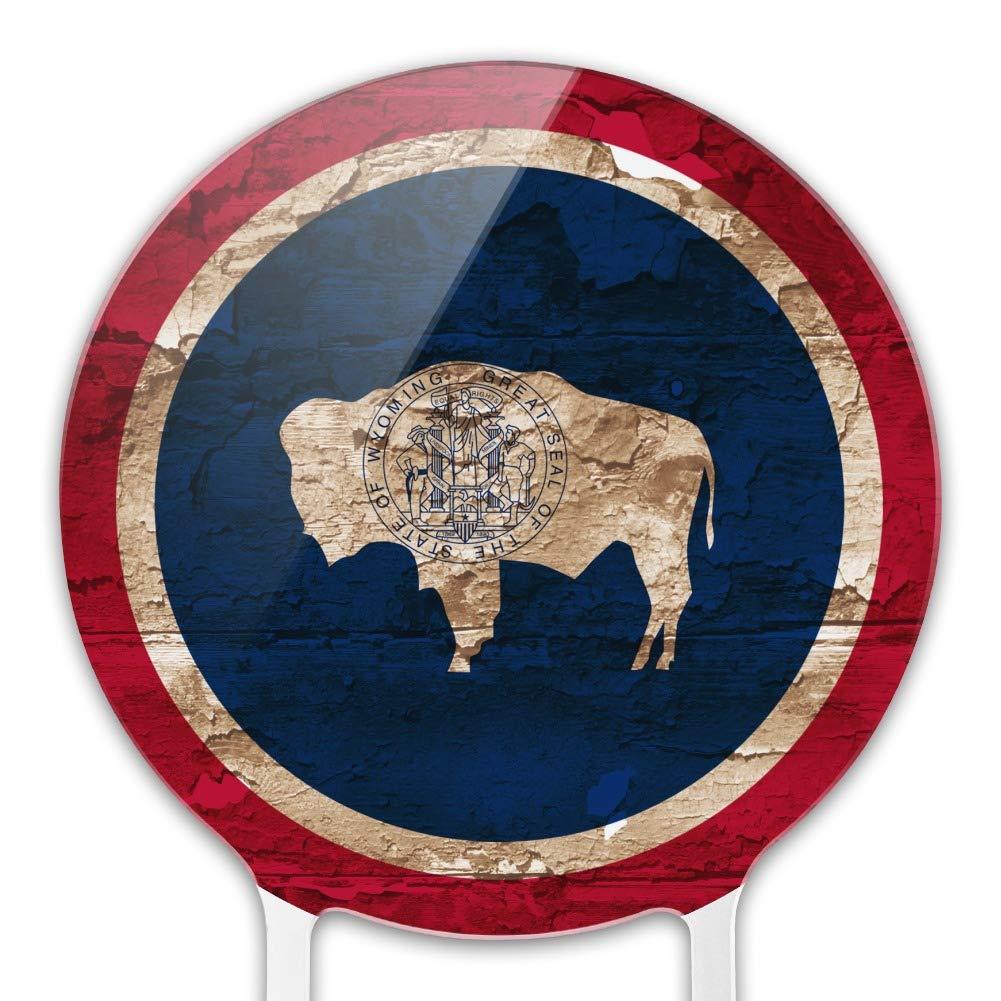 GRAPHICS & MORE Acrylic Rustic Distressed Wyoming State Flag Cake Topper Party Decoration for Wedding Anniversary Birthday Graduation