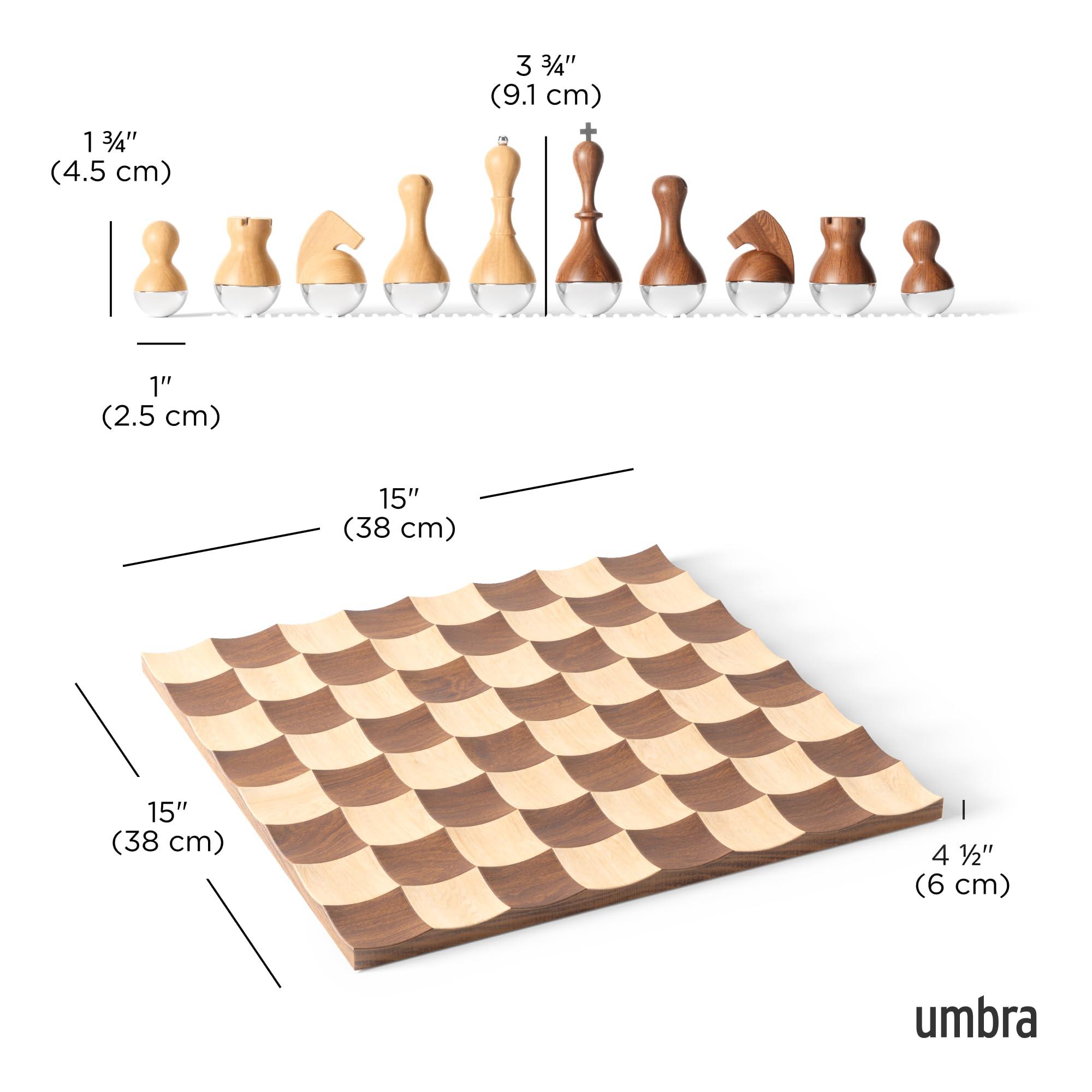 Umbra Umbra Wobble Chess Set 15 x 15 x 1 Inch (38 x 38 x 3 cm)