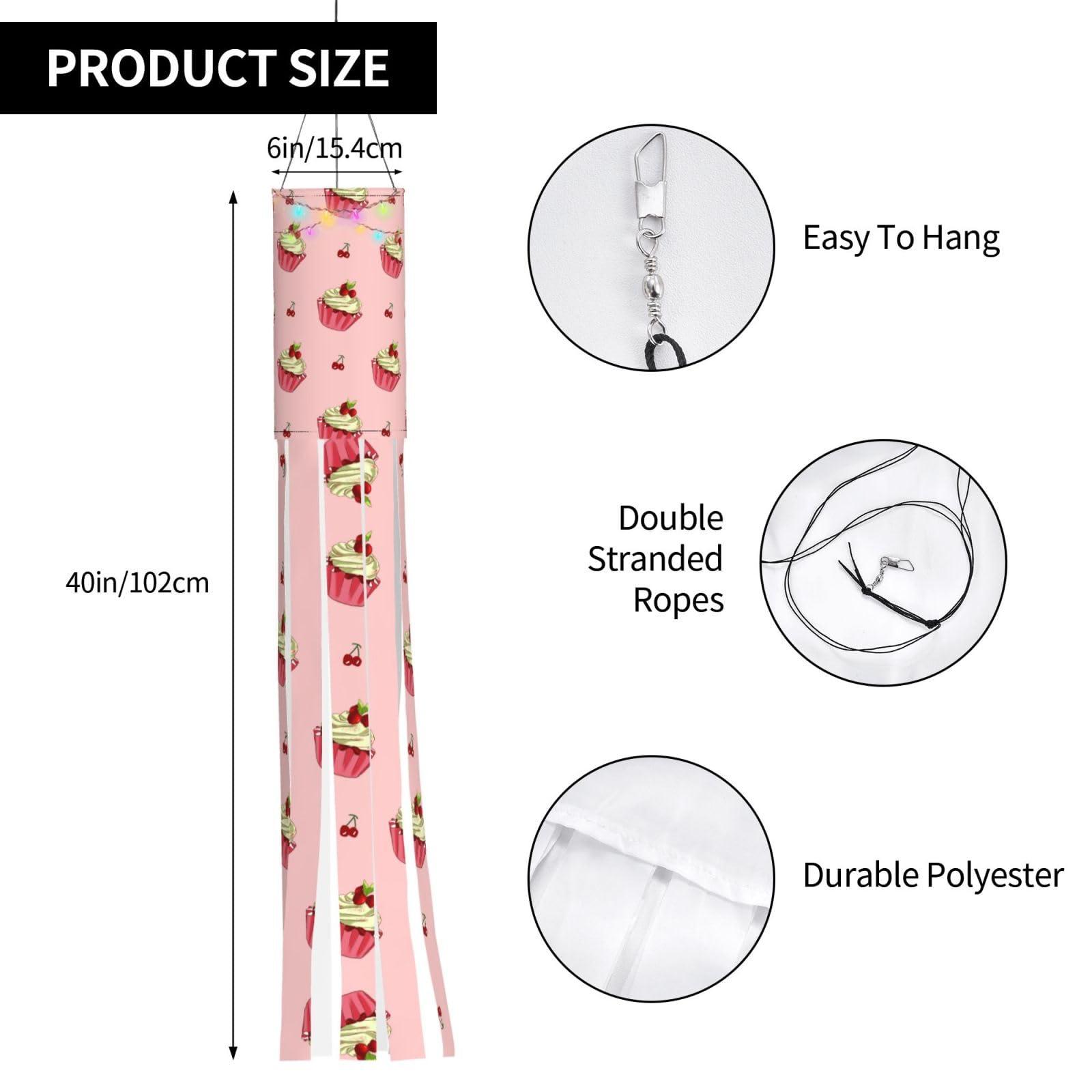 SamLng Cherry Cake Halloween Windsock - Print Decorations for Yard, Patio, and Garden - Perfect for Christmas, and Holiday