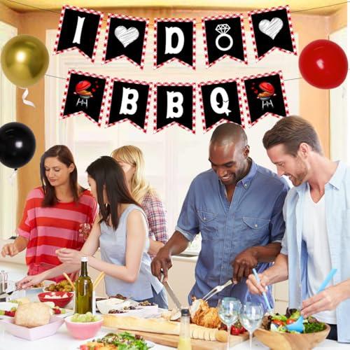 Wonmelody BBQ Bachelorette Decorations, I Do BBQ Decorations - Banner, Diamond Ring, Barbeque Pig Foil Balloon for Better be Quick Engagement Bridal Shower Party Supplies with Tinsel Curtain Backdrop