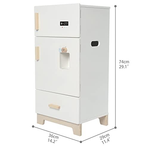 labebe labebe - Kitchen Wooden Fridge | Fridge Freezer for Toddlers, Kids\' Kitchen Playset Toy, Baby Cabinet Refrigerator Pretend Play Furniture White for Children Boy & Girl(15.8\" 13.827)