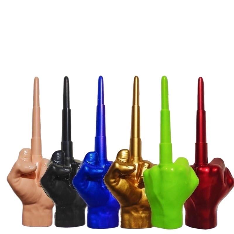 SKEPPY 2pcs Fun Retractable Middle Finger Toys,3D Printed Folding Middle Finger, Personalized Finger Gifts, Creative Middle Finger Statue Ornaments for Friends Office Funny Gag Gifts (Color : Glow-in-The-da