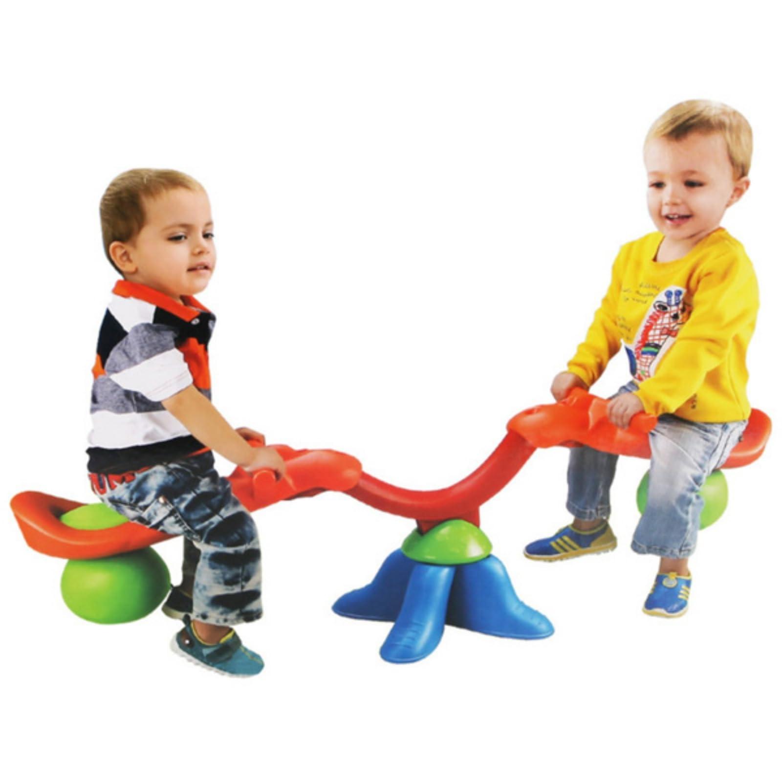 RENPINYOUX Sit-down Rotating Seesaw, Outdoor Children's Rotating Seesaw, 360 Degree Rotation, 2 Handles, Soft Ball Pad, Bright Colors, Outdoor Playground Equipment, Suitable for Backyard, Playground, Multi-color