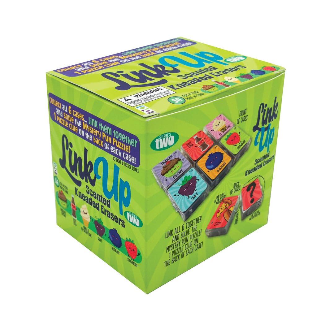 GEDDES Raymond Geddes Link Up Scented Kneaded Erasers (Series Two - 36 Pieces) - 6 Moldable Eraser Designs with Snap Case - Fun Puzzle Kids Erasers