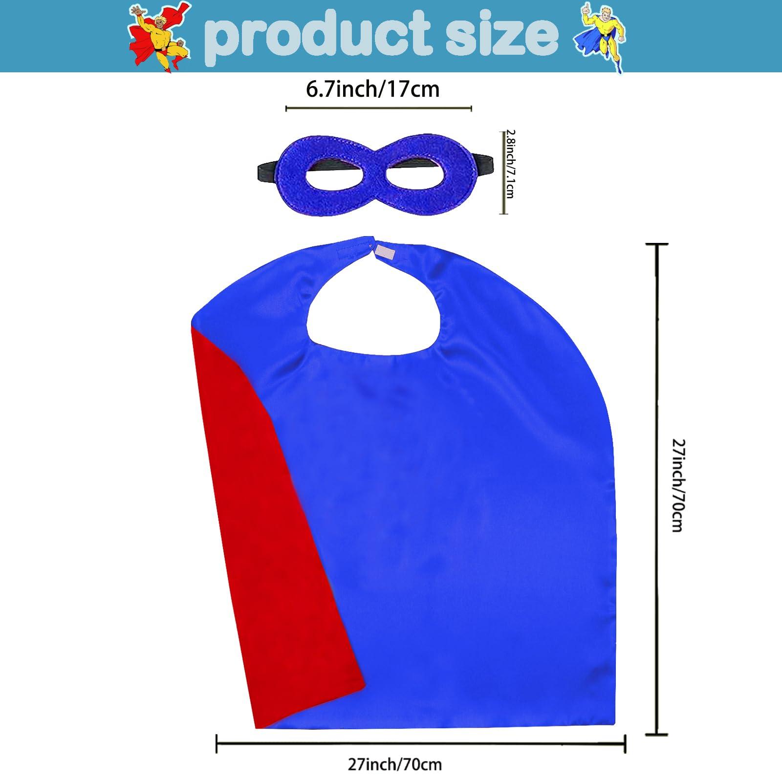 Dajiahao Dajiahao Superhero Capes and Mask for Kids 4-10 Year Double Side Superhero Costume Cosplay Dress Up Superhero Cape Toy for Boys (Blue-d)
