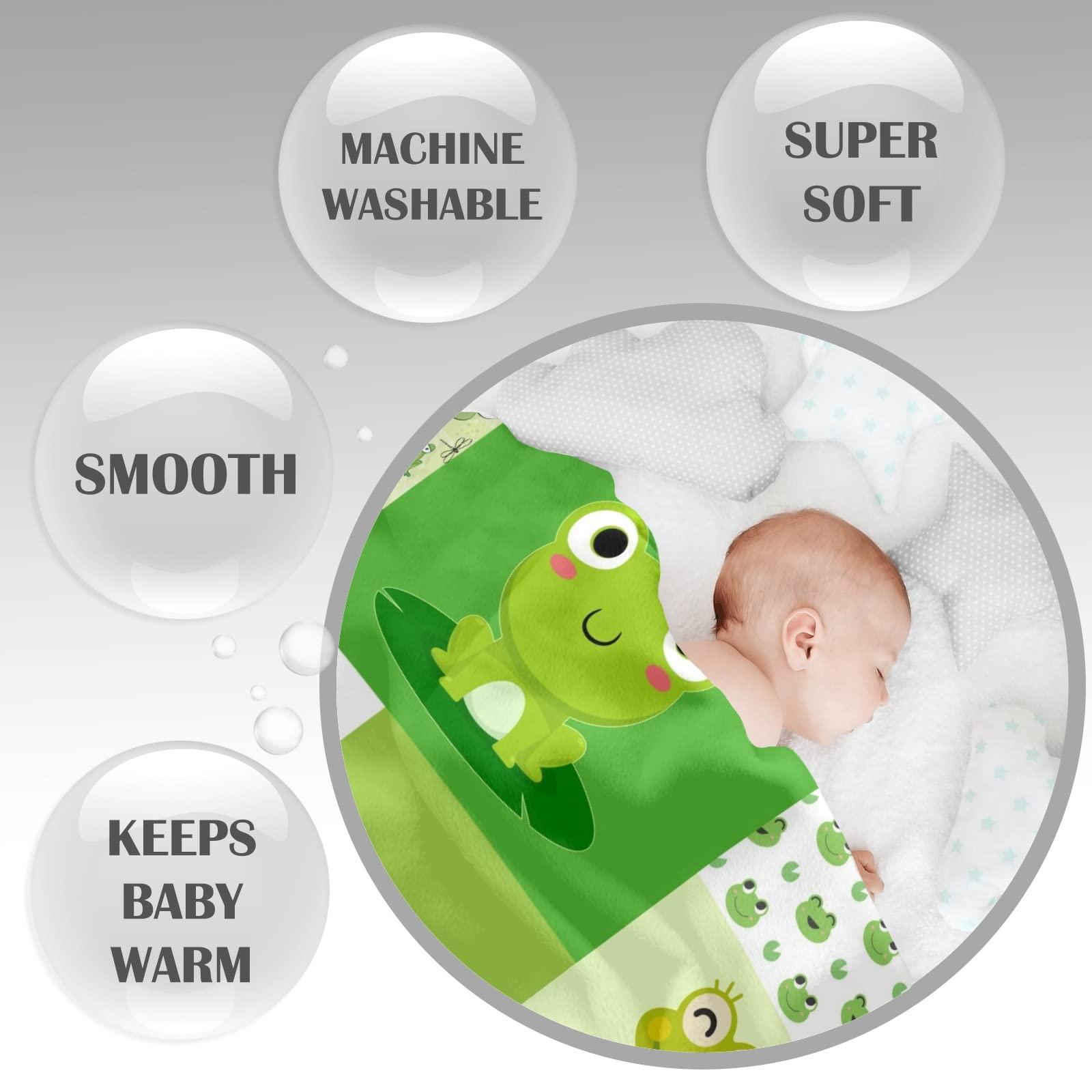 Deven Deven Personalized Sherpa Fleece Baby Blankets for Boys,Girls,Frog Patchwork Quilt,Custom New Born Receiving Blanket with Name for Baby Shower 50x60 in Gift