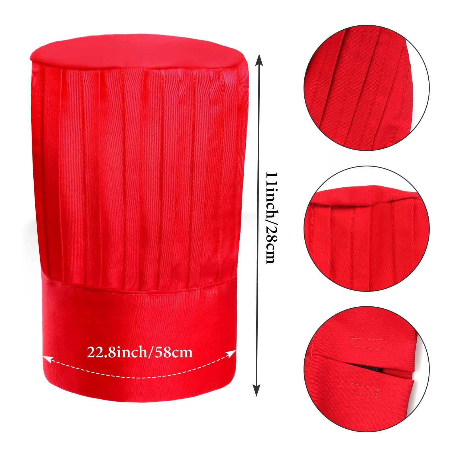 Keymall Keymall Kids Hibachi Chef Hat Teppanyaki Tall Chef Cap With Hachimaki Headband Tie Apron for Hibachi Birthday Party Costume(red)