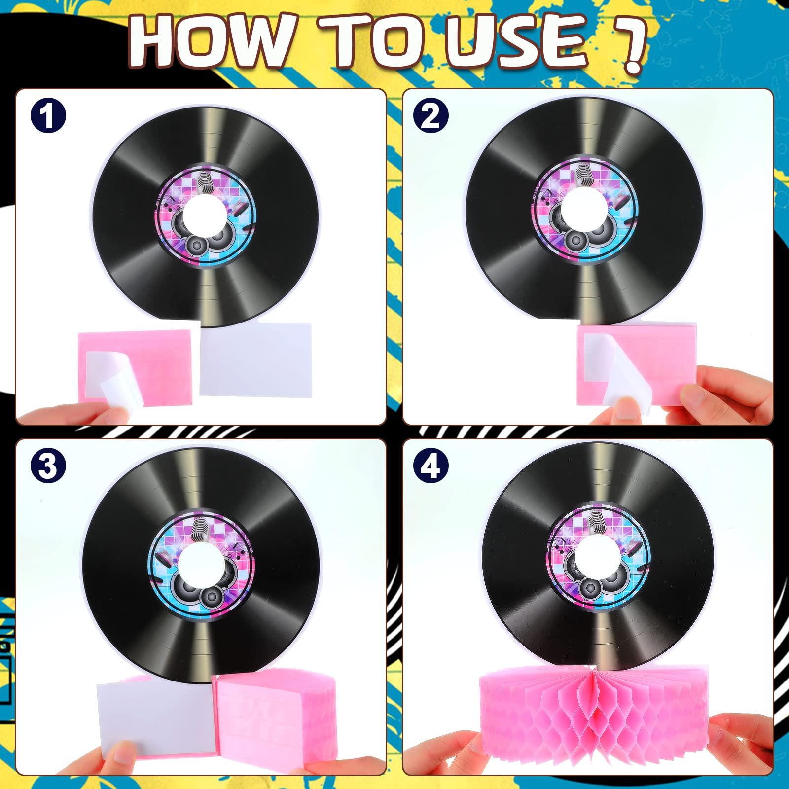 Eaasty 12 Pcs Vinyl Record Honeycomb Centerpieces 1950\'s Party Decorations Rock and Roll Music Party Supplies Record Retro Table Decor Record Note Room Decor Sign for 50s Theme Music Party Supplies Favors