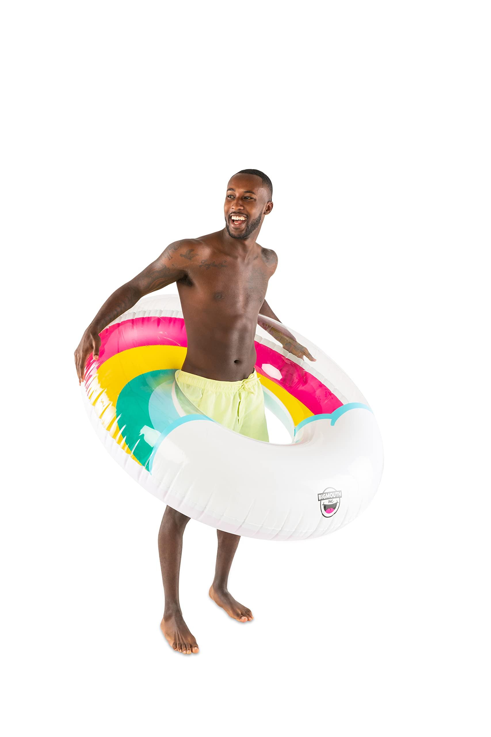BigMouth BigMouth Inc. Rainbow Ring Pool Float, Over 5' Wide Inflatable Floatie Tube, Blow Up Swim Ring, Outdoor Summer Pool Party Decor
