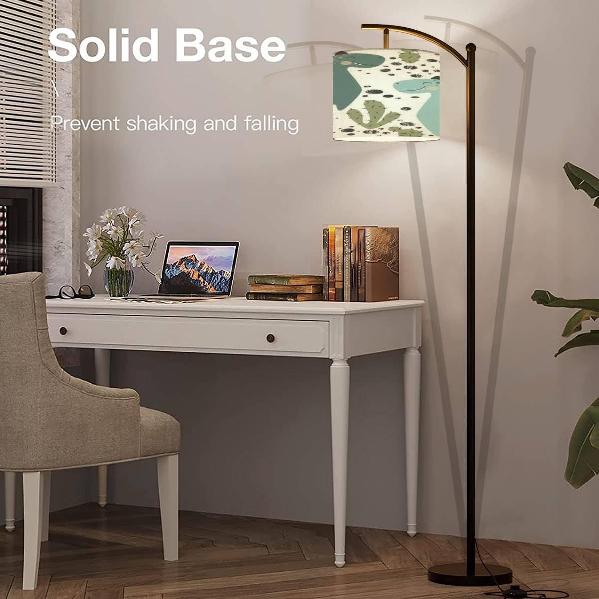 BVCAHSAW Arc Floor Lamp Dinosaur baby boy seamless Sweet dino Scandinavian cute print Cool Modern Tall Standing Lamp Dimmable with Remote Adjustable Drum Shade Footswitch for Living Room Bedroom Office