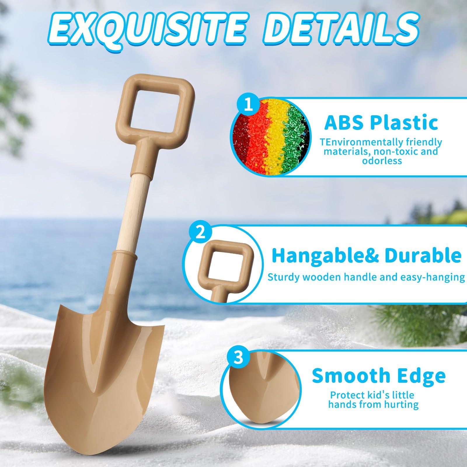 Amarlozn 16\" Wood Beach Sand Shovel Toys for Kids Adults, Heavy Duty Beach Toys Shovels for Sandbox Table, Sand Toy Shovel for Shoveling, Digging, Garden Fun