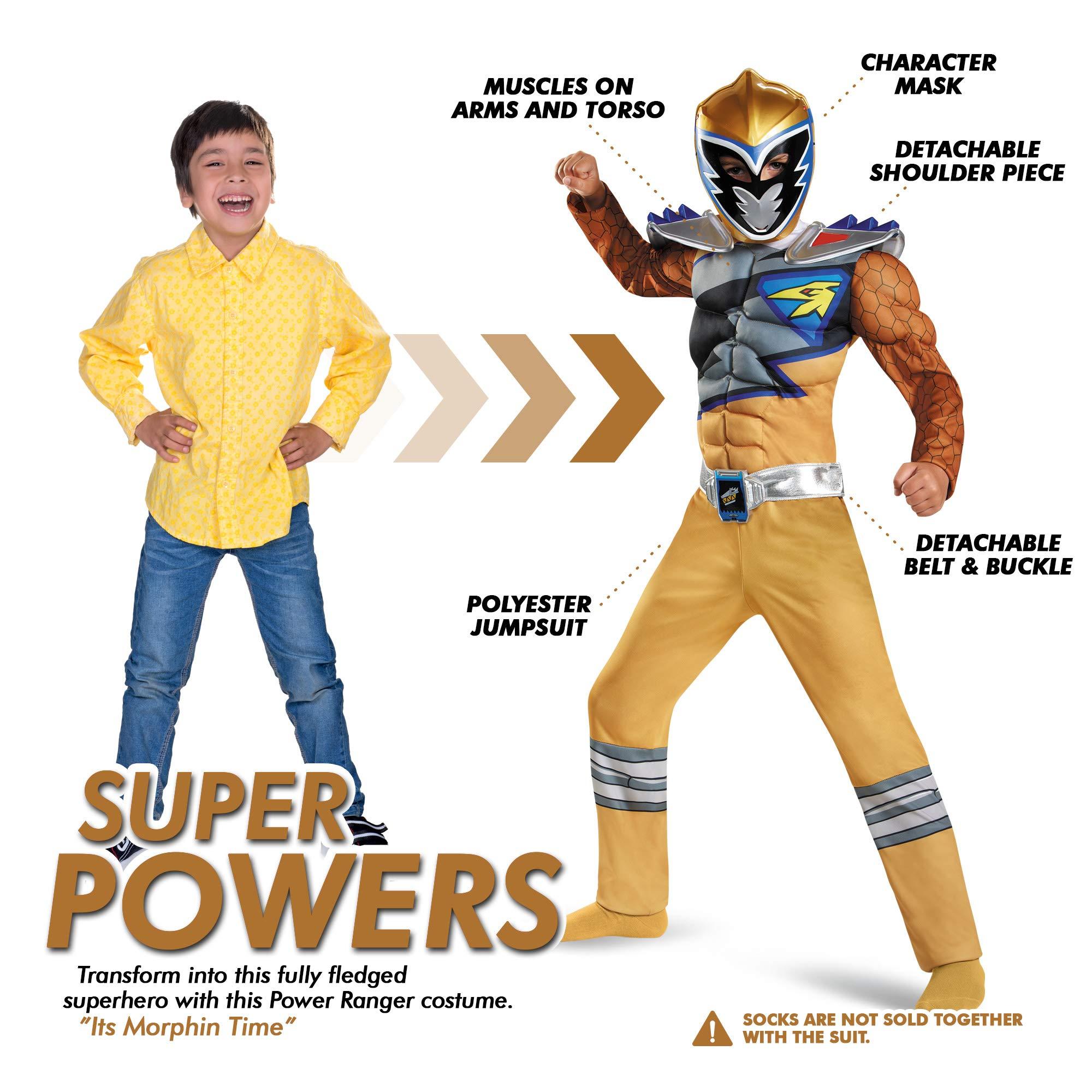 Disguise Disguise Gold Power Rangers Dino Charge Classic Muscle Costume for Boys with Mask, Small (4-6)