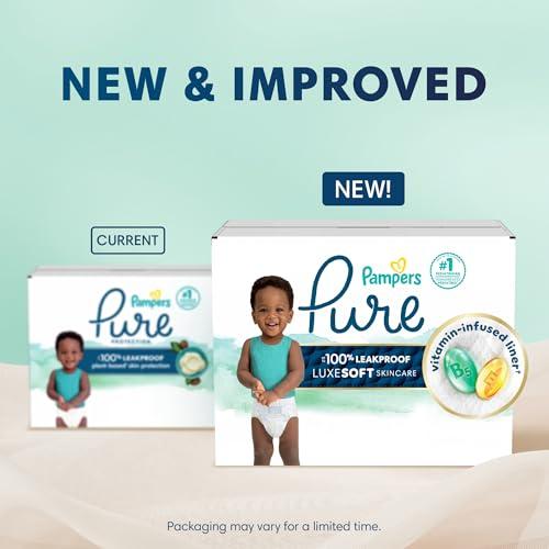 Pampers Pampers Baby Diapers - Pure Protection - Size 1, 132 Count, for up to 100% Leakproof, Premium Plant-based Skin Protection