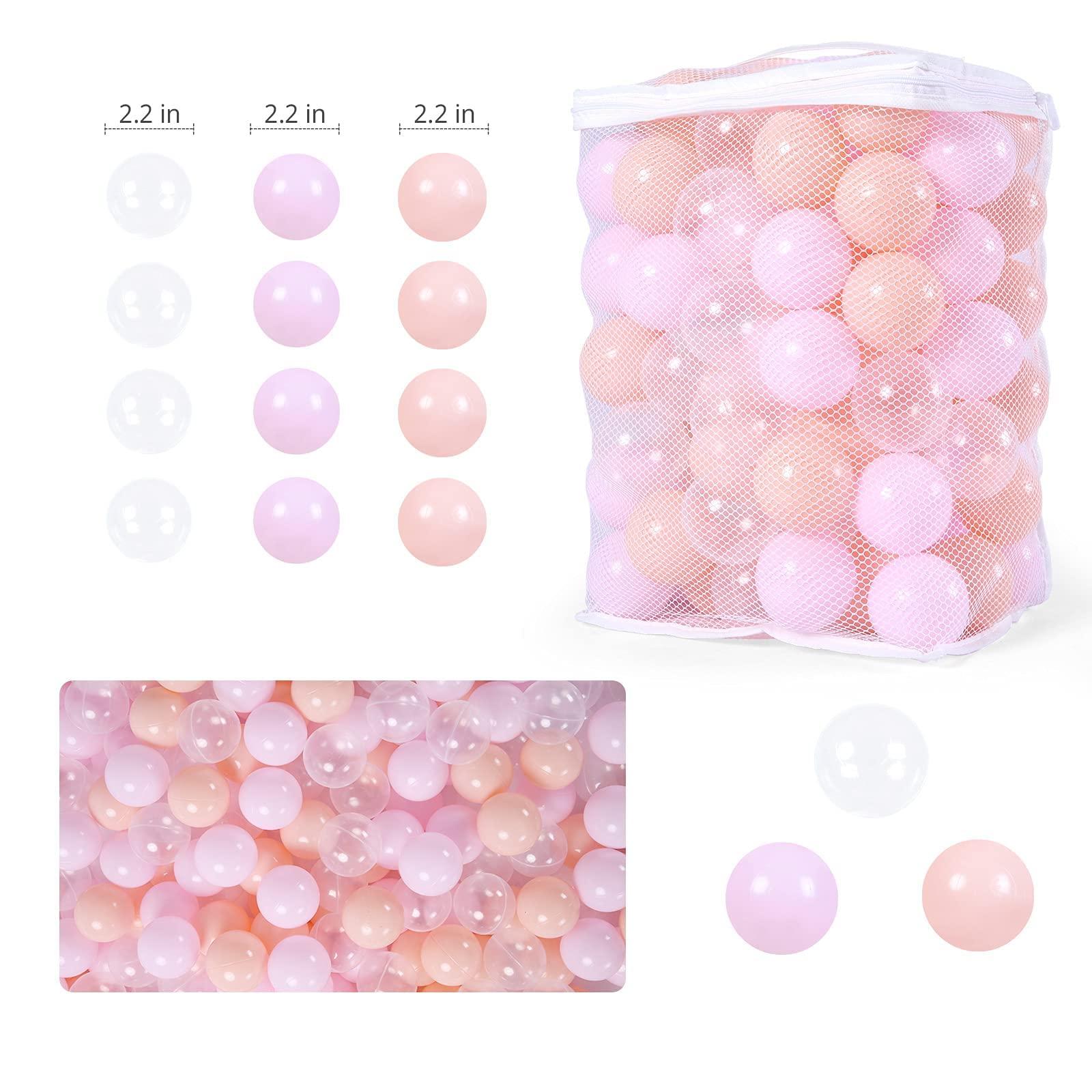 STARBOLO STARBOLO Ball Pit Balls for Toddlers- Pack of 100 Phthalate Free BPA Free Non-Toxic 2.17-Inch Crush Proof Play Balls (Pink/Light Pink/Transparent).