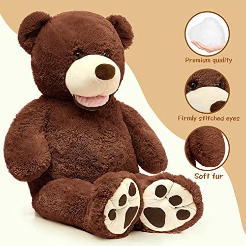 MorisMos MorisMos Giant Teddy Bear with Big Footprints Big Teddy Bear Plush Stuffed Animals Dark Brown for Boy,Children,Boyfriend 39 Inches