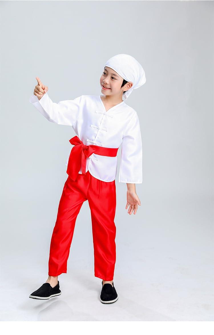 AINIFU AINIFU Chinese Farmer Hanfu for Boys Modern Drama Performance Cosplay Costume Ancient Server Uniforms