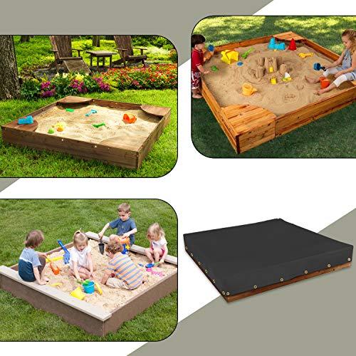 Covers & All Sandbox Cover 18 Oz Waterproof - Sandpit Cover 100% Weather Resistant with Metal Grommets (60" W x 60" D x 8" H, Black)
