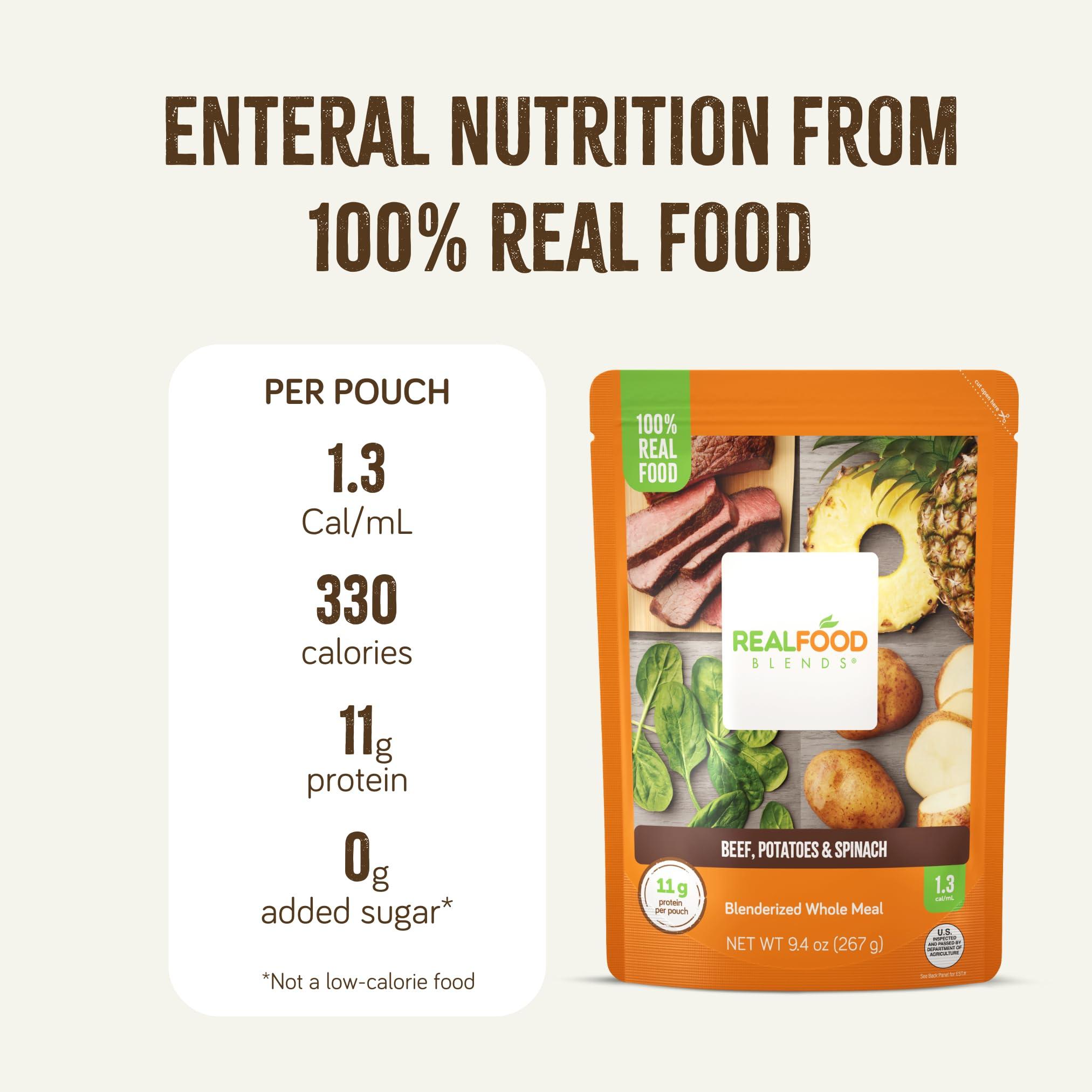 REAL FOOD BLENDS Real Food Blends Variety Pack - Pureed Food Meals for Tube Feeding with Protein, Vegetables & Fruits - 320340 Calories Per Pouch for Lunch & Dinner - 9.4 oz (Pack of 12)