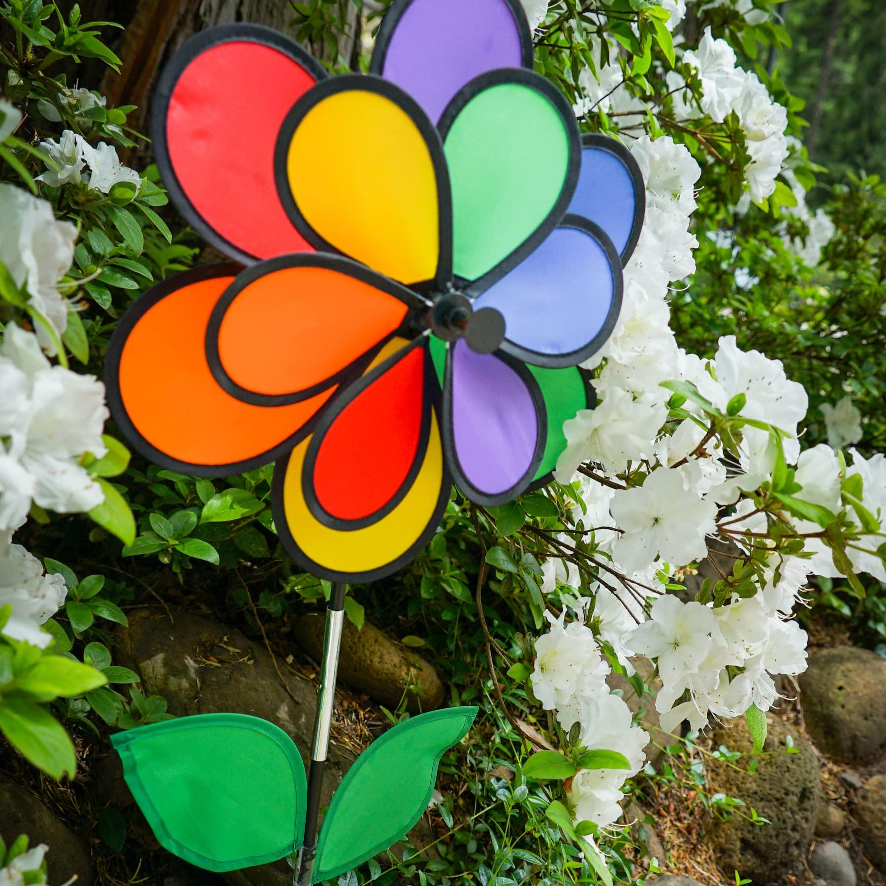 In the Breeze In the Breeze 14\" Rainbow Double Flower with Leaves