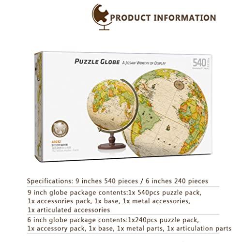 Generic Interactable Globe Puzzle 3D Jigsaw Puzzles 500 Pieces 3D Puzzles for Kids 3D Puzzle DIY Educational Learning Toys Bookshelf Insert Decor Innovative
