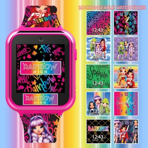 Accutime Accutime Kids Rainbow High Educational Learning Touchscreen Pink Smart Watch Toy with Multicolor Strap for Girls, Boys, Toddlers - Selfie Cam, Games, Alarm, Calculator, Pedometer (Model: RNB4017AZ)
