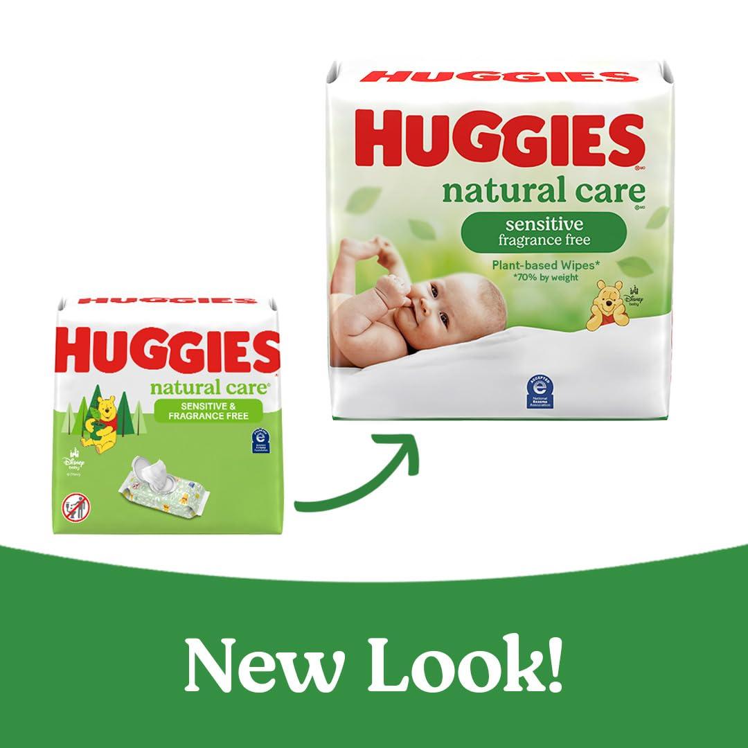 HUGGIES Huggies Natural Care Sensitive Baby Wipes, Unscented, Hypoallergenic, 6 Flip-Top Packs (288 Wipes Total)