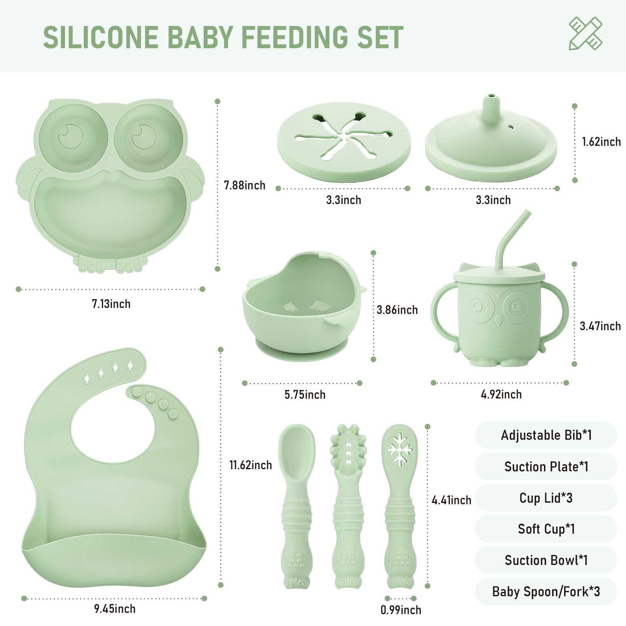 Bnditeu Bnditeu Baby Weaning Set, Silicone Baby Feeding Set(10 Pcs), Toddler Weaning Set with Adjustable Bib, Suction Bowl, Plate, Fork, Spoon, Water & Snack Cup Kit, Baby Led Weaning Kit for Babies and Kids