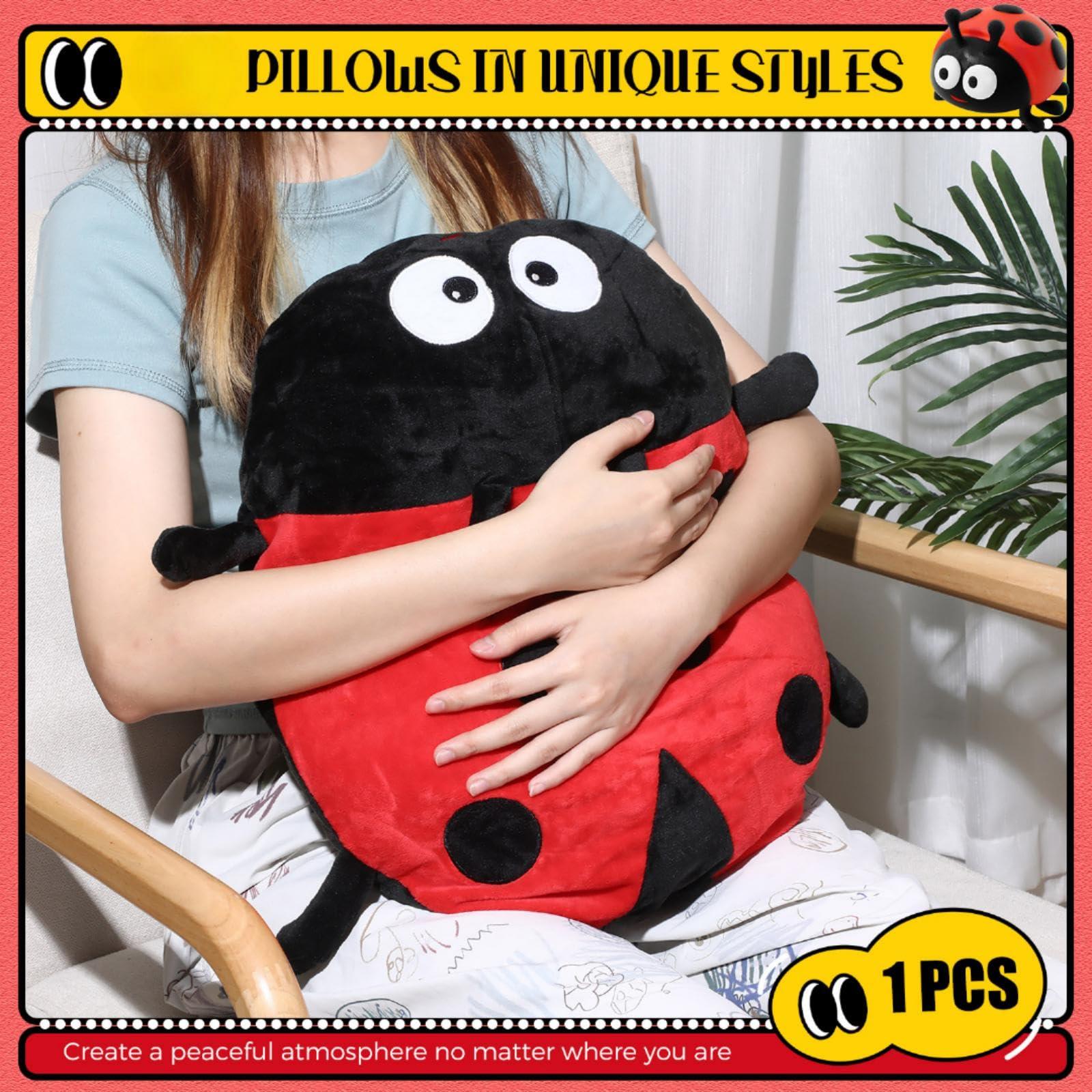 Kigley Kigley 1 Pack Sensory Vibrating Pillow for Autistic Kids Model Pressure Activated Pillows for Kids and Adults Soft Textured Therapy Stimulation Vibrating Pillow for Gift Autistic Children(Ladybug)