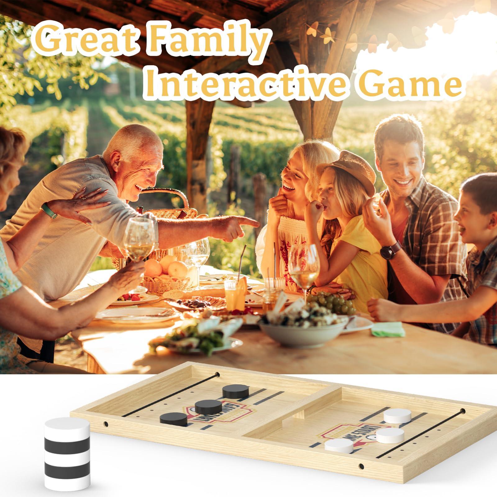 Hailey&Elijah Exciting Fast Sling Puck Game, Crash Bash Board Game, Table Top Hockey Game, Football Slingshot Game, Wooden Hockey Game, Rapid Sling Table Battle Speed String Puck Game