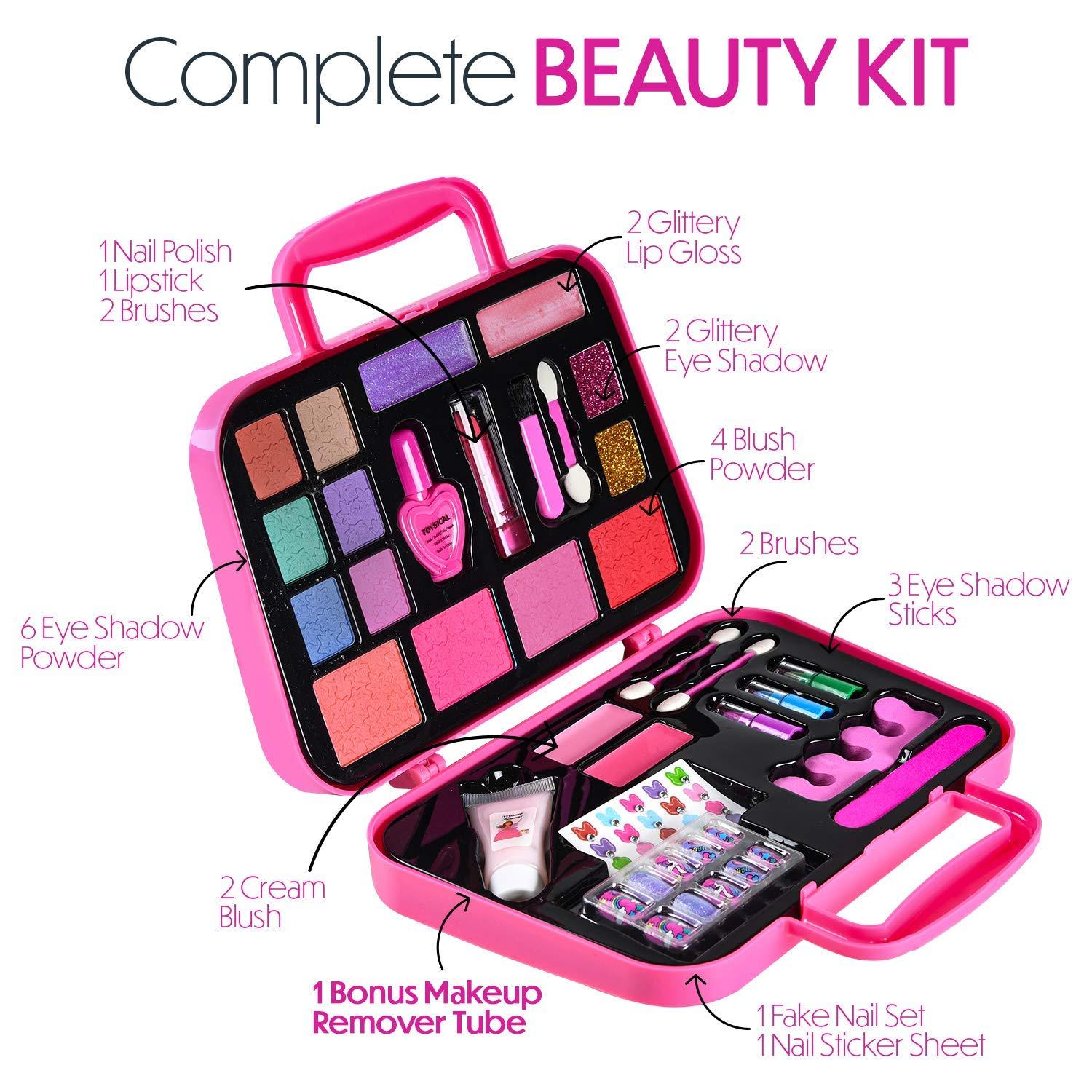 Toysical Toysical Kids Makeup Kit for Girl - Real, Non Toxic Makeup for Kids kit with Remover, Washable Toddler Makeup Kit - Princess Birthday Gift Pretend Play Makeup for Ages 3 4 5 6 7 8 9 10 Years Old
