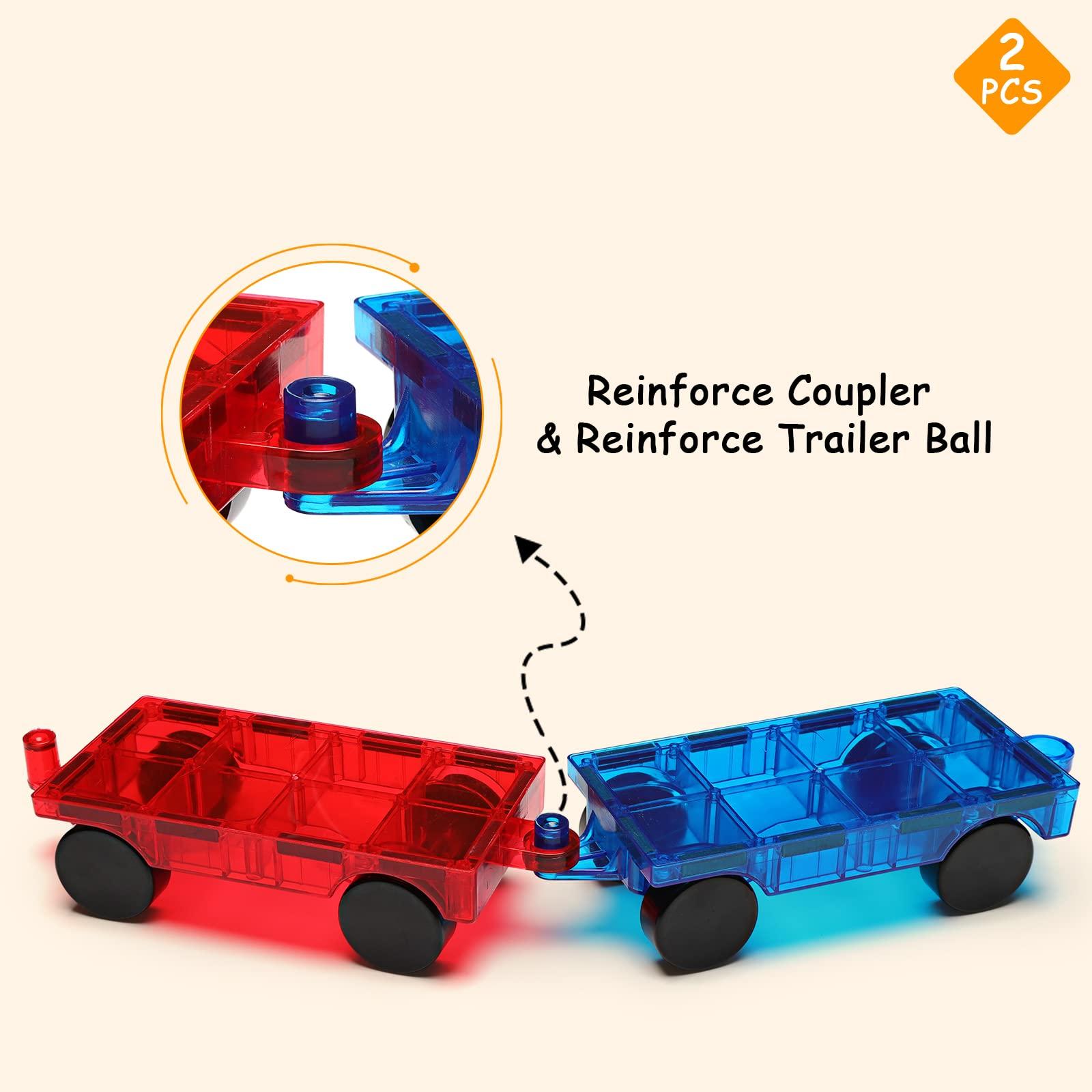 Gemmicc Gemmicc 2 PCS Magnetic Car Set,Magnet Construction Vehicle,Magnet Car Truck Compatible with Magnetic Tiles,STEM Educational Toys for Boys and Girls