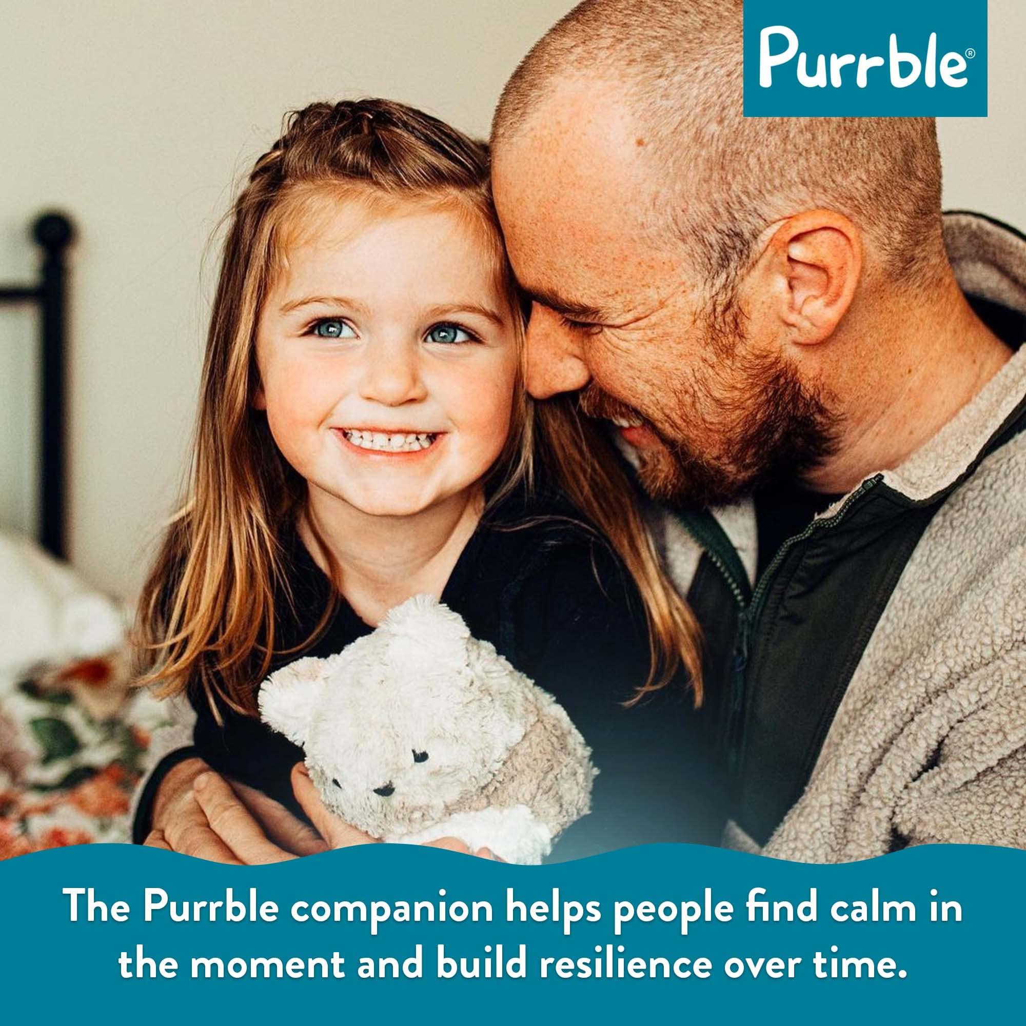 Purrble Purrble - Calming Toy Companion with Dynamic Heartbeat and Soothing Purr - Interactive Plush Companion for All Ages - Stuffed Animal Doll for Emotion Regulation - Cuddle and Pet Plushies