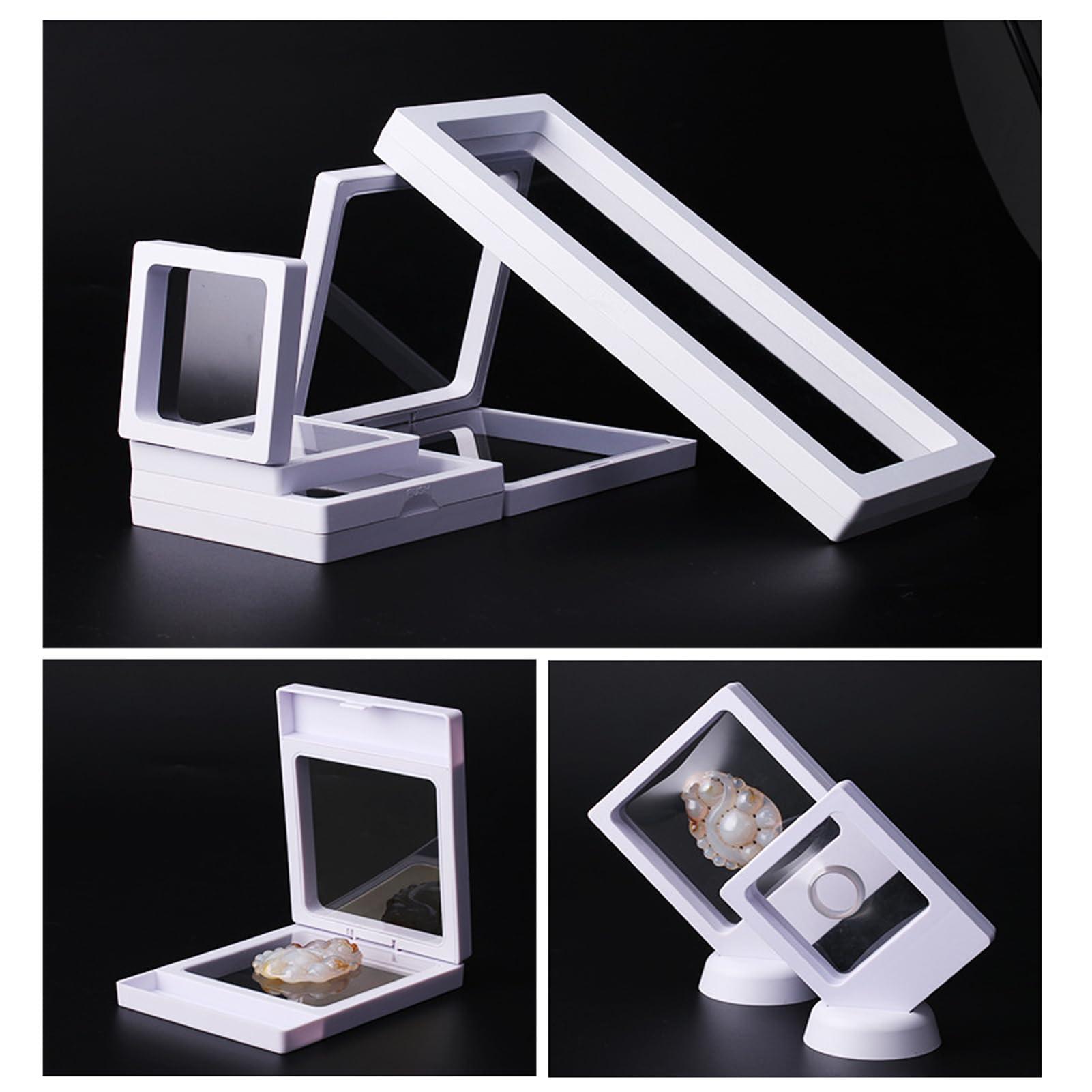 Generic Freeze Display ,12 Pack Freeze Display Case, 3D Floating Frame with Stand, Challenge Coin Display Holder, Freeze Display for Models, Cars, Coins, Medals, Souvenirs, Toys (White, 14*14cm)