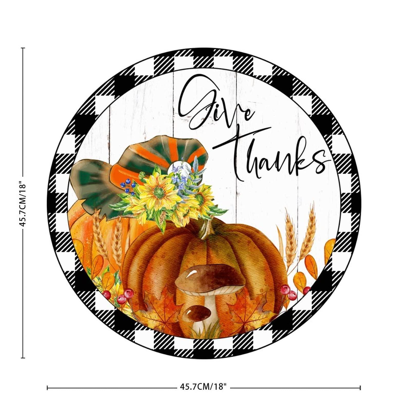 Autravelco Vinyl Wall Quotes Stickers Thanksgiving Give Thanks Cute Wall Art Decal Wall Art Fall Thanksgiving Pumpkin Halloween Wall Decals Stickers for Nursery Family School Outdoors 18in