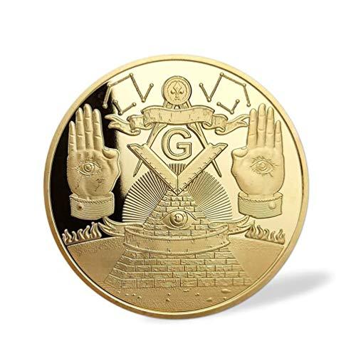 Jokimu Masonic Challenge Coin Gold Plated for Freemason Coin 3D Design with Case